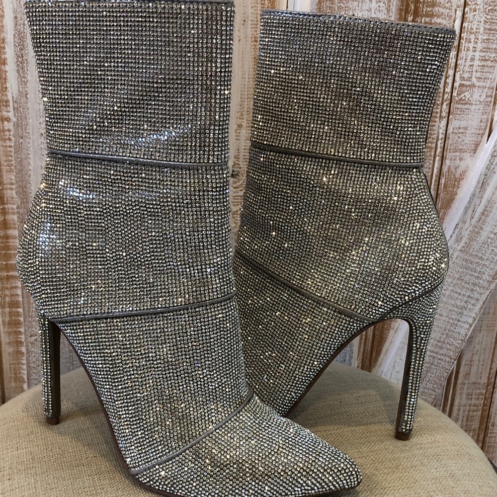 Steve Madden Sparkling Silver Heeled Boots